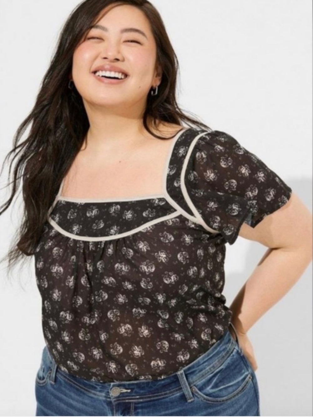 Crinkle Chiffon Flutter Sleeve Top - NWT
